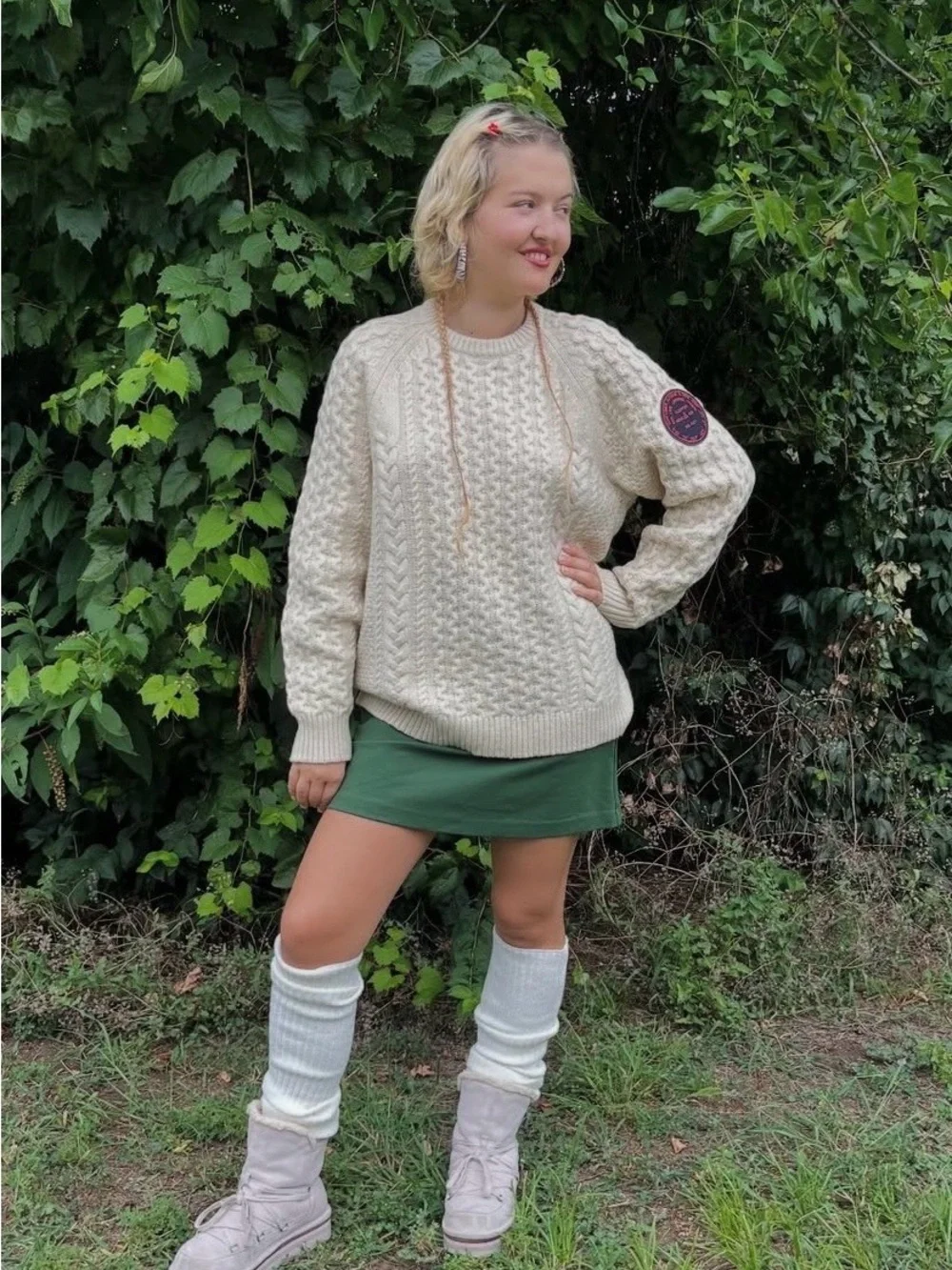Patagonia Recycled Wool-Blend Cream Cable Knit Sweater Customized